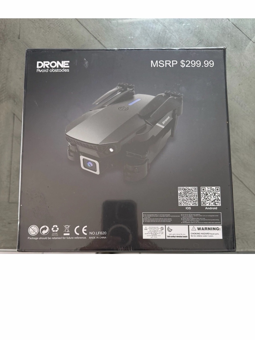 Black Compact Foldable Drone with Camera - Obstacle Avoidance